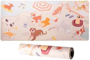 KFA Good Boys Beach Day, Doggie Deskmat Large, 35" x 15", Cute Dog Keyboard Mouse Pad Desk Pad Desk Blotter for Gaming, Office or Home