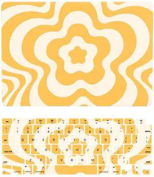 Laptop Cover Compatible with New MacBook Air 13 inch with Retina Display Touch ID Model M1 A2337 A2179 A1932 Released in 2020 2019 2018, Protective Hard Shell Case & Keyboard Cover, Yellow