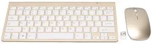 Hilitand Keyboard Combo, 2.4G 78 Keys Slim Keyboard and Set,USB Ergonomics Mute Computer Keyboard Mouse,for Home Office Game (Luxury Golden)