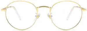 KINGSEVEN Blue Light Blocking Glasses Ultra-Light Frame Anti-Eye Fatigue UV Glasses For Women And Men (ML4526-Gold)