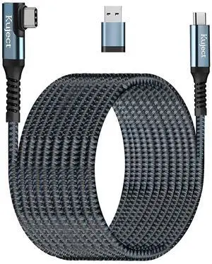 Kuject Link Cable 20FT Compatible for Quest 3S/3, Quest 2/Pro, Pico 4, Nylon Braided Accessories for Rift S/Steam VR Games, USB 3.0 Type C to C High Speed Data Transfer Charging Cord for Gaming PC
