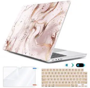 HOHAIYOO for MacBook Pro 14 inch Case M4 M3 M2 M1 A3112 A3185 A3401 A2918 A2992 A2779 A2442 2021 2022 2023 2024 Release, Hard Shell Case+Keyboard Cover+Screen Protector+Webcam Cover, Abstract Marble