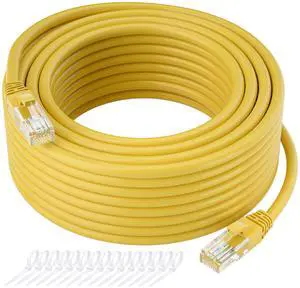 Cat5e Ethernet Cable 250 FT, Long Cat 5e Internet Cable, Yellow Snagless Patch Cord, Flexible, Network, LAN, PoE, Standard RJ45 Connector for PC, Server, Router, Modem, TV, PS5 - with 15 Cable Ties Cat5e Ethernet Cable 250 FT, Long Cat 5e Internet Cable, Yellow Snagless Patch Cord, Flexible, Network, LAN, PoE, Standard RJ45 Connector for PC, Server, Router, Modem, TV, PS5 - with 15 Cable Ties