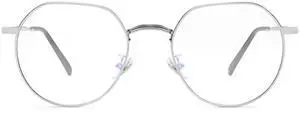 KINGSEVEN Blue Light Blocking Glasses Men Women Computer Gaming Glasses Lightweight Frame Anti-Eyes Fatigue (ML4527-Silver)