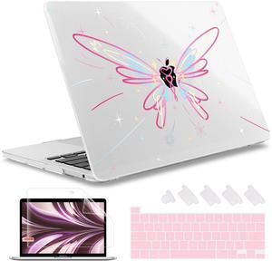 May Chen for New MacBook Pro 13 Case 2022 2020 Release (A2338 M1 M2/A2289/A2251), Plastic Crystal Hard Shell Case Cover with Keyboard Cover for MacBook Pro 13-inch Touch Bar, Star Butterfly
