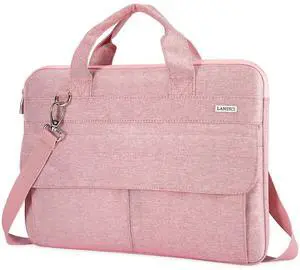 LANDICI Laptop Bag Case 17 17.3 inch for Women, Waterproof Computer Cover Bag Compatible with MacBook 17, 17-18 inch HP Acer Dell Lenovo ASUS Laptop, Slim Briefcase with Shoulder Strap, Pink