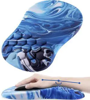 Laokiiy Mouse Pad Wrist Support, Ergonomic Mouse Pad with Wrist Rest, Comfortable Computer Mouse Pad for Laptop, Pain Relief Mousepad with Non-Slip PU Base Ocean Blue