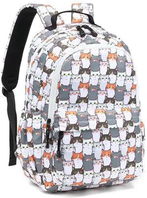 Leaper Girls Kawaii Laptop Backpack for School Boys Backpack Kids Travel Backpack Women Bookbag Cute School Bag College Bag Cat Gray