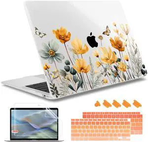 May Chen Compatible with MacBook Air 13 inch Case 2021, 2020 2019 2018 Release Model: M1 A2337 A2179 A1932, Plastic Hard Shell Case Cover for MacBook Air 13 inch with Retina Dispaly, Wildflowers S930