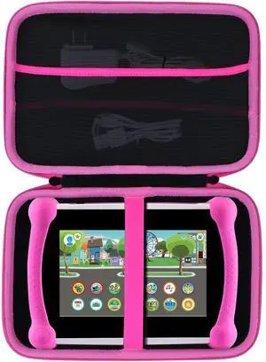 Lebakort Storage Case Compatible with Leapfrog LeapPad Academy/LeapPad Ultimate/Epic Academy Edition 7-Inch Touchscreen Learning Tablet (Black + Pink Case)