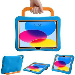 LeiJue Kids Case for iPad (A16) 11th/10th Gen 10.9'' 2025/2022, Light Weight Heavy Duty/Shockproof/Drop Proof with Handle, Child Friendly case for iPad 11/10th (Blue)
