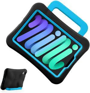 LeiJue Kids Case for iPad Mini 7 (A17 Pro) 2024 /iPad Mini6 2021, Light Weight Heavy Duty/Shockproof/Drop Proof with Handle/Kickstand, Child Friendly Cover for iPad Mini 7th/6th Gen 8.3inch (Black)