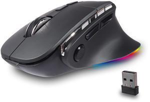 Ergonomic Mouse,Bluetooth Vertical Wireless Mouse,LED Rechargeable Optical Computer Mice, Portable(BT5.2 or USB 2.4GHz) Dual Mode,1000/1600/2400 DPI,8 Buttons for Laptop,Desktop,PC,Macbook (grey)