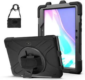 KYJX Case for Samsung Galaxy Tab Active Pro/Tab Active4 Pro 10.1 Inch, 3in1 Heavy Duty Rugged Protection Case with 360 Stand/Hand Strap/Shoulder Strap for SM-T540/T547/T630/T638, Black