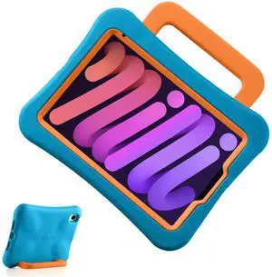 LeiJue Kids Case for iPad Mini 7 (A17 Pro) 2024 /iPad Mini6 2021, Light Weight Heavy Duty/Shockproof/Drop Proof with Handle/Kickstand, Child Friendly Cover for iPad Mini 7th/6th Gen 8.3inch (Blue)