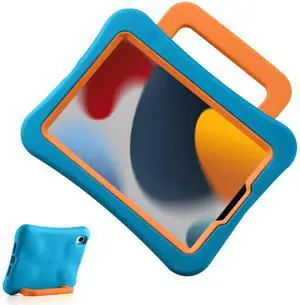 LeiJue Kids Case for iPad 7th/8th/9th Gen 10.2 inch, Light Weight Heavy Duty/Shockproof/Drop Proof with Handle/Kickstand, Child Friendly Protective Cover for iPad 10.2" 2019/2020/2021 (Blue)