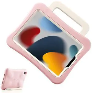 LeiJue Kids Case for iPad 7th/8th/9th Gen 10.2 inch, Light Weight Heavy Duty/Shockproof/Drop Proof with Handle/Kickstand, Child Friendly Protective Cover for iPad 10.2" 2019/2020/2021 (Pink)