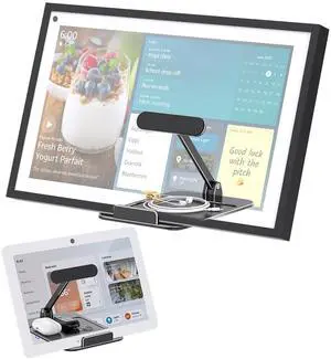 Laivli Aluminum Echo Show 15 Stand, Tilt Stand for Echo Show 15, with Storage Tray, Easy Switch in Portrait and Landscape Mode, Black