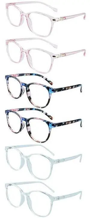 LifeArt Blue Light Blocking Glasses, Computer Reading Glasses with Spring Hinge, Gaming Glasses, TV Glasses for Women Men, Anti Glare (Pink Floral+Clear Pink+Transparent,0.00 Magnification)