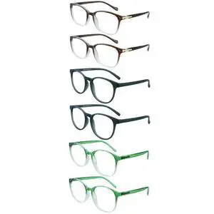 LifeArt Blue Light Blocking Glasses, Computer Reading Glasses with Spring Hinge, Gaming Glasses, TV Glasses for Women Men, Anti Glare (Matte Gray+Clear Brown+Clear Green,0.00 Magnification)