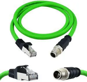 Lonlonty M12 X-Coded 8 Pin to RJ45 Cable Cat6A Industrial Ethernet Shielded Cable for Cognex and Automation Application SFTP 24AWG 1M