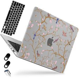 MEEgoodo for M4 MacBook Pro 16 inch Case 2024 2023 2021, Flexible & Matte Case Fit Model A3403/A3186/A2991/A2780/A2485 M3 M2 M1 Pro/Max, Cherry Blossom & Sparrow