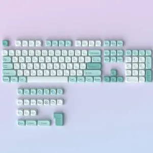 MazeBBH Custom PBT Keycaps, Matcha Green MOA Profile, Shine Through Double Shot Side Print 136 Keys MOA Keycap Set for 60% 65% 75% 100% Mechanical Gaming Keyboards