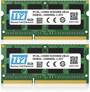 LIYI DDR3L 16GB (2x8GB) RAM Kit 1600MHz PC3 PC3L-12800 CL11 1.35V Low Voltage DRAM SO-DIMM DDR3L RAM 204-Pin 2Rx8 Dual Rank Unbuffered Non-ECC Laptop Notebook PC Computer RAM Memory Module Upgrade