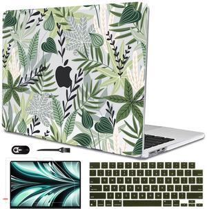 LCMOCICO for MacBook Air 13.6 inch Case 2025 M4 A3240 2024 M3 A3113 2022 2023 A2681 M2 Chip, Crystal Plastic Pattern Hard Shell Case Cover for Mac Air 13.6 M4 2025 Touch ID, Tropical Green Leaves