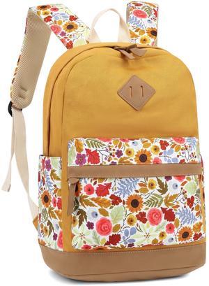 Leaper Girls Cute Backpack for School Laptop Backpack Canvas Travel Backpack for Women Kids Backpack College Kawaii Bookbag School Sunflower Yellow