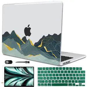 LCMOCICO for 2022 2023 2024 2025 MacBook Air 13.6 inch Case M4 A3240 A3113 M3 A2681 M2, Crystal Plastic Hard Shell Case Keyboard Cover for Mac Air 13.6 M4 Liquid Retina Display, Circling Mountain