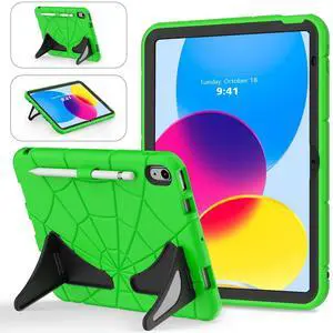 Jaorty Kids Case for iPad (A16) 11th/10th Generation 11''/10.9'' 2025/2022, 2 in 1 Rugged Shockproof Hybrid Heavy Duty with Stand Cute Kids Tablet Case for Boys Toddlers,Green/Black