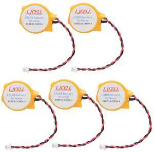 LJCELL 5PCS CMOS Battery for DELL Latitude E5440 E5450 E6440 E6420 E7440 E7240 Alienware M11x R1 R2 Area-51 M9700 M9750 Laptop BIOS RTC CR2032 Battery with 2 Wire and Connector