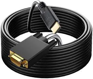 Generic HDMI to VGA Adapter, 30ft, with Audio, Gold-Plated Connector, Heavy Duty Material, Supports 1920x1080@60Hz, Easy Movie Viewing, Free Replacement within 1 Year