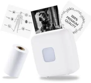 LFPERT TP6 Sticker Printer, Mini Portable Thermal Printer, Bluetooth Inkless Sticker Maker Machine, Pocket Printers for iOS & Android, Fits Study Graphics, Notes, Journal, DIY & Kids Gifts - White