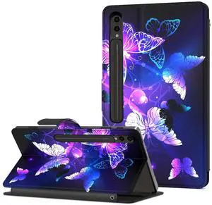 for Samsung Galaxy Tab S9 Plus Case 12.4 "/Tab S9 FE Plus 2023,PU Leather Full Body Shockproof Protective with Kickstand for Galaxy Tab S9 Plus, Pen Slot,Auto Sleep Wake,Butterfly