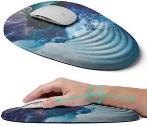 LSLXDCLJ Ergonomic Mouse Pad with Wrist Rest Support,Mousepad Relief Carpal Tunnel Pain, Entire Memory Foam Mouse Pad with Non-Slip PU Base, Wireless Mouse Pad,Falls Dazzling Galaxy