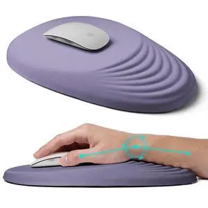Ergonomic Mouse Pad with Wrist Rest Support,Mousepad Relief Carpal Tunnel Pain, Entire Memory Foam Mouse Pad with Non-Slip PU Base, Wireless Mouse Pad, Purple