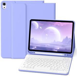 Lsmmpoba for iPad (A16) 11th/10th Generation Case with Keyboard 11/10.9 inch (2025/2022), Detachable Wireless Bluetooth iPad Keyboard Case Thin & Light with Built-in Pencil Holder, Purple