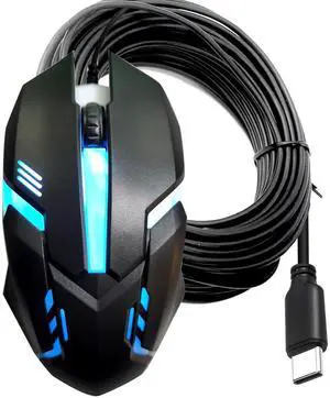 YOTETION Long USB C Mouse 50FT, High Performance Wired Mouse - USB Mouse for Windows PC Desktop, Laptop, Notebook, Mac, computerand Chromebook, for Righty or Lefty Use