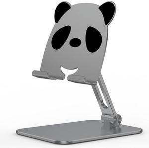 Otinlai iPad Stand iPad Holder Adjustable Height and Angle Tablet Stand Folding Tablet Holder Cell Phone Stand Aluminum, Suitable for Tablets and Cell Phones (Gray Panda Style)