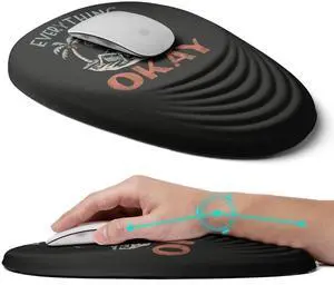 Ergonomic Mouse Pad with Wrist Rest Support,Mousepad Relief Carpal Tunnel Pain, Entire Memory Foam Mouse Pad with Non-Slip PU Base, Wireless Mouse Pad,Human Skeleton Skull
