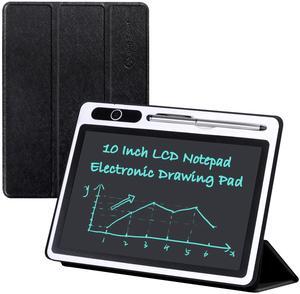 10 inch LCD Writing Tablet Electronic Writing Notebook with PU Protective Cover Erasable Drawing Pad Gift for Kids Adults at Home School Office(Black