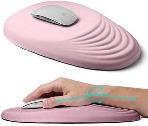 Ergonomic Mouse Pad with Wrist Rest Support,Mousepad Relief Carpal Tunnel Pain, Entire Memory Foam Mouse Pad with Non-Slip PU Base, Wireless Mouse Pad, Pink