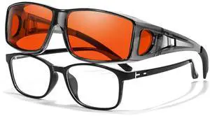 LVIOE Blue Light Blocking Over Glasses for Computer Gaming Phone TV Eyeglasses Anti Eyestrain Improve Sleep Quality LB0311M