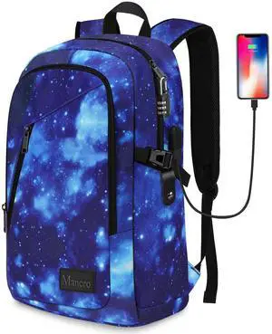 Mancro Laptop Backpack, Galaxy Color, Unisex, Durable & Lightweight, USB Port Design, Organized Pocket, Comfy & Sturdy