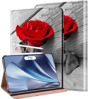 KEFBWAO Case for iPad Air 13 Inch Case 2025 M3/2024 M2, Auto Wake/Sleep Supports Pencil Pro and Pencil(USB-C) Flip Wallet Cover, Red Rose