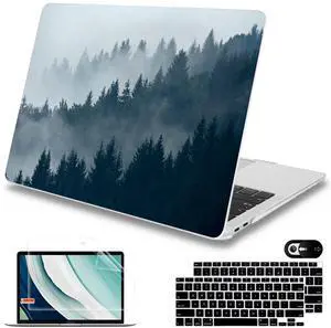 Mektron for MacBook Air 13 inch Case 2021-2018 Release A2337 M1 A2179 A1932, Plastic Hard Shell Case Only Compatible with MacBook Air 13 inch Retina Fits Touch ID, B-Misty Forest C132