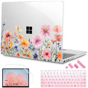 Mektron Surface Laptop Go 12.4 inch Case Compatible with Go 3/2/1 Microsoft Surface Laptop 12.4" Cover 2023-2020 Releases Model 1943/2013 Plastic Hard Shell Case with Screen Protector, Floral P165