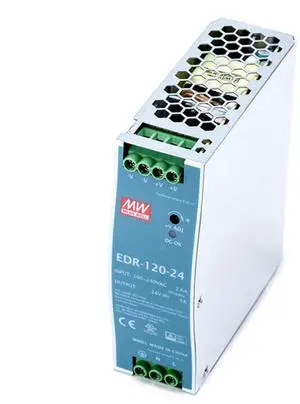 Generic FerroFab EDR-120-24 High-Performance 120W 24V 5A Industrial DIN Rail Power Supply, UL/TUV Certified for Demanding Applications